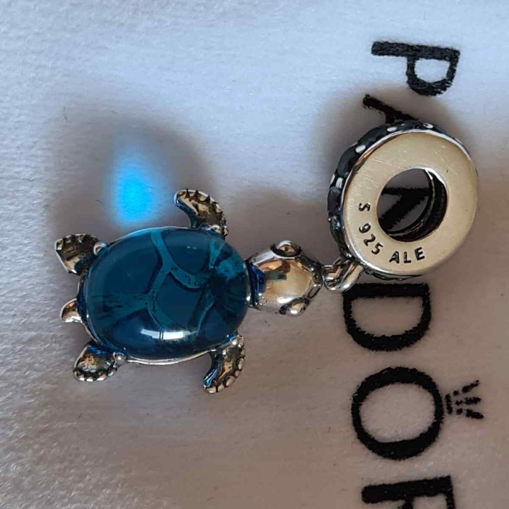 Pandora Silver and Blue Turtle Charm